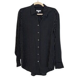 Equipment Silk Button Front Shirt Black White Medium Classic Contemporary Office
